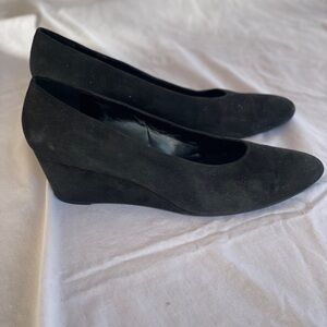Vaneli 12N Black Suede Wedge Shoes